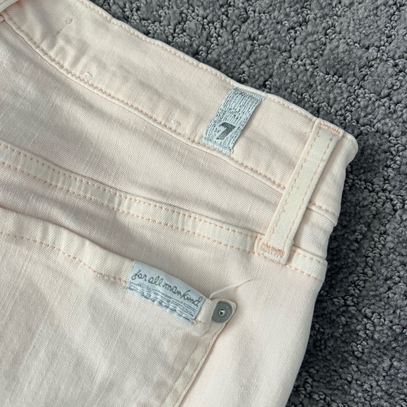 7 For All Mankind Pink Raw Hem Skinny Jeans - Picture 8 of 8